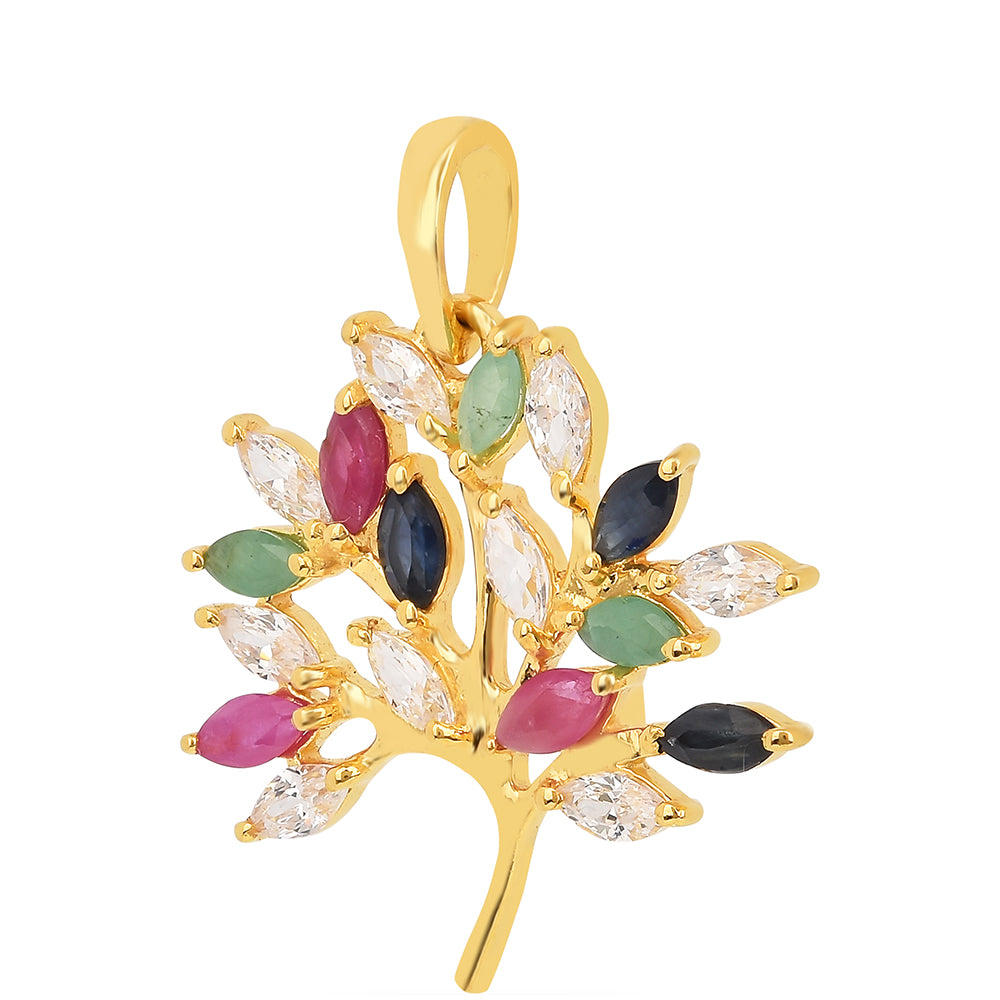 Pandantiv din Argint 925 Placat cu Aur ( 1.48 grame ) cu Rubin Thailandez și Smarald Brazilian 1.61 Carate 2 