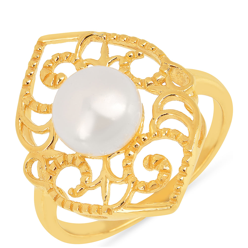 Inel din Argint 925 Placat cu Aur ( 2.07 grame ) cu Perlă de Apă Dulce Crem 2.3 Carate