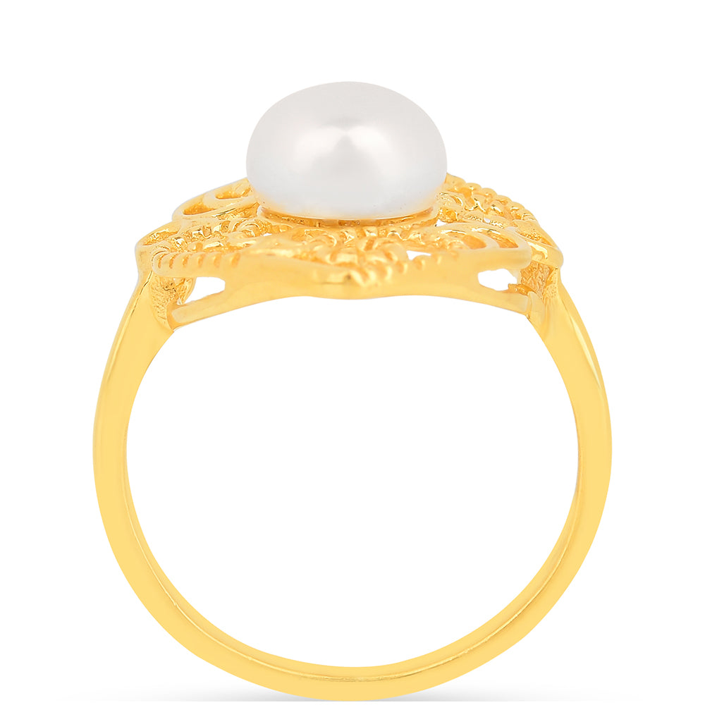 Inel din Argint 925 Placat cu Aur ( 2.07 grame ) cu Perlă de Apă Dulce Crem 2.3 Carate 3 