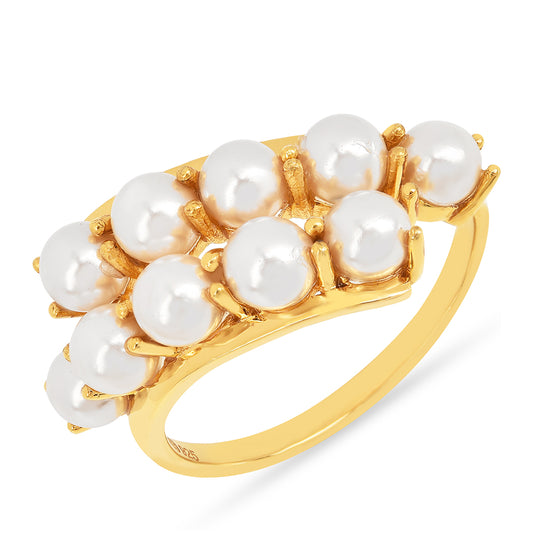 Inel din Argint 925 Placat cu Aur ( 1.95 grame ) cu Perlă de Apă Dulce Crem 5.03 Carate