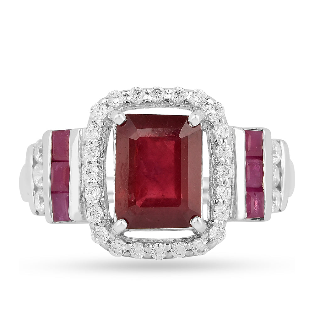 Inel din Argint 925 ( 2.88 grame ) cu Rubin Thailandez 2.96 Carate 2 
