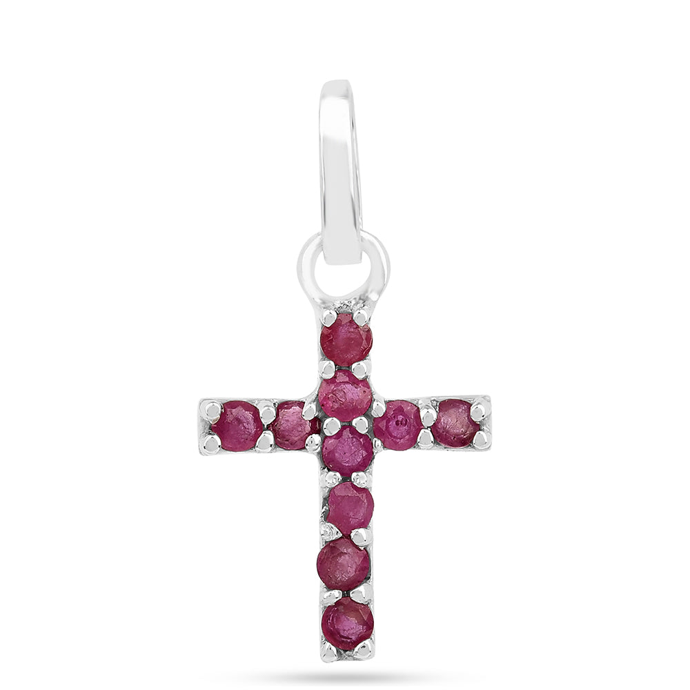 Cruce Pandantiv din Argint 925 ( 0.84 grame ) cu Rubin Thailandez 0.45 Carate