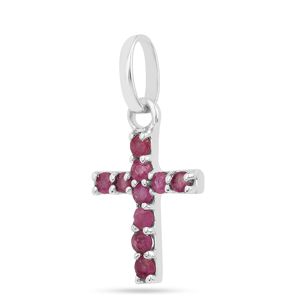 Cruce Pandantiv din Argint 925 ( 0.84 grame ) cu Rubin Thailandez 0.45 Carate 2 