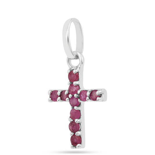 Cruce Pandantiv din Argint 925 ( 0.84 grame ) cu Rubin Thailandez 0.45 Carate