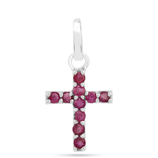 Cruce Pandantiv din Argint 925 ( 0.84 grame ) cu Rubin Thailandez 0.45 Carate