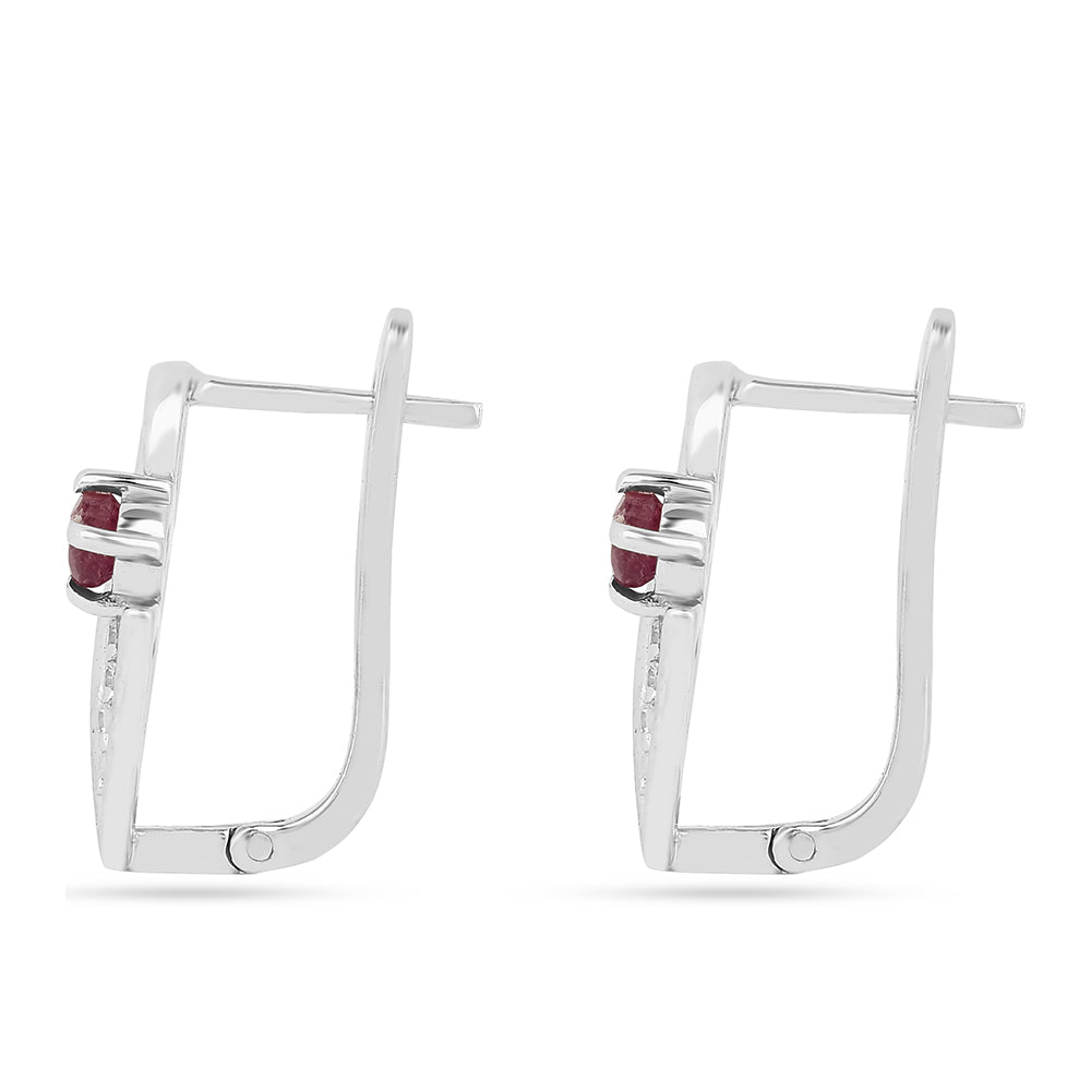 Cercei din Argint 925 ( 2.97 grame ) cu Rubin Thailandez și Zircon Alb 0.49 Carate