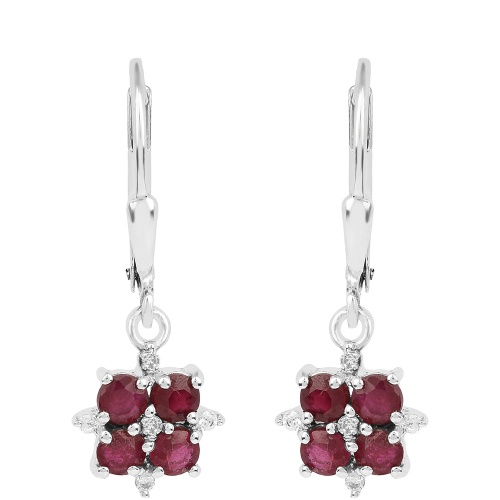 Cercei din Argint 925 ( 2.06 grame ) cu Rubin Thailandez și Zircon Alb 1.6 Carate