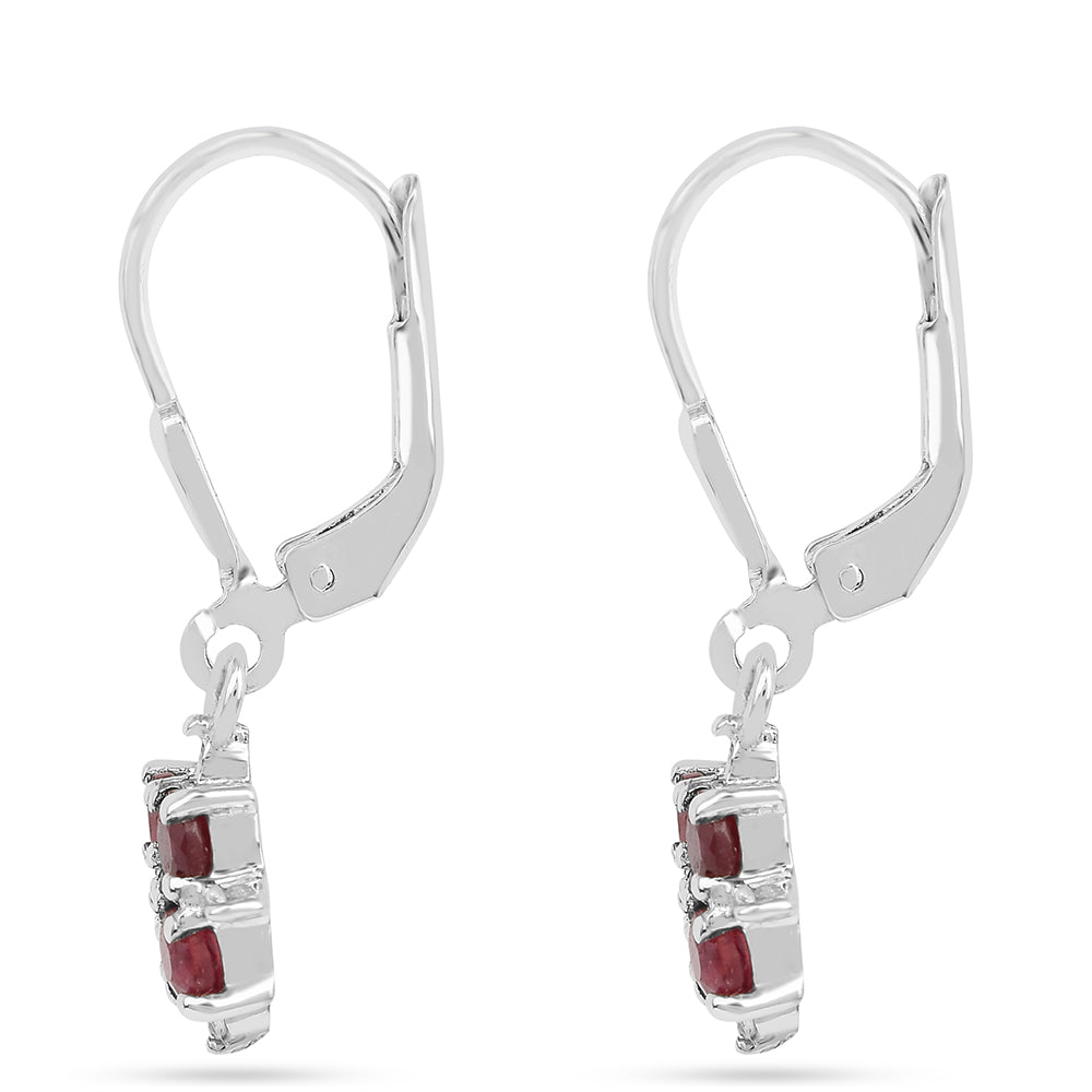 Cercei din Argint 925 ( 2.06 grame ) cu Rubin Thailandez și Zircon Alb 1.6 Carate