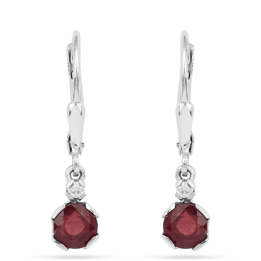 Cercei din Argint 925 ( 1.61 grame ) cu Rubin Thailandez și Zircon Alb 1.62 Carate