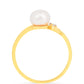Inel din Argint 925 Placat cu Aur ( 1.32 grame ) cu Perlă de Apă Dulce Crem și Zircon Alb 2.46 Carate