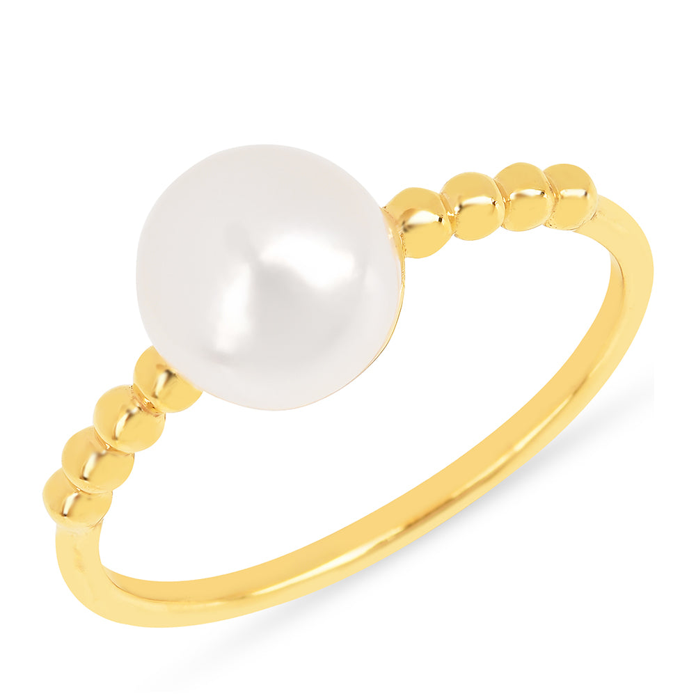 Inel din Argint 925 Placat cu Aur ( 1.32 grame ) cu Perlă de Apă Dulce Crem 2.51 Carate