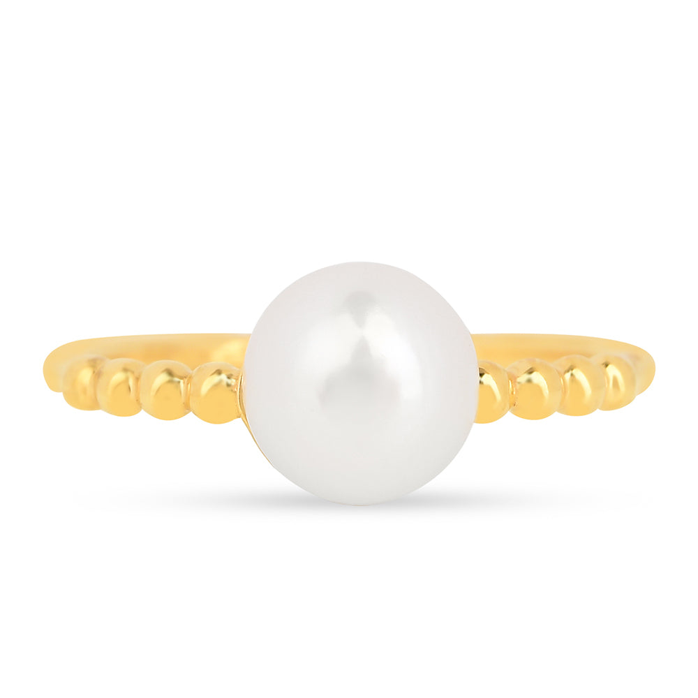 Inel din Argint 925 Placat cu Aur ( 1.32 grame ) cu Perlă de Apă Dulce Crem 2.51 Carate 2 