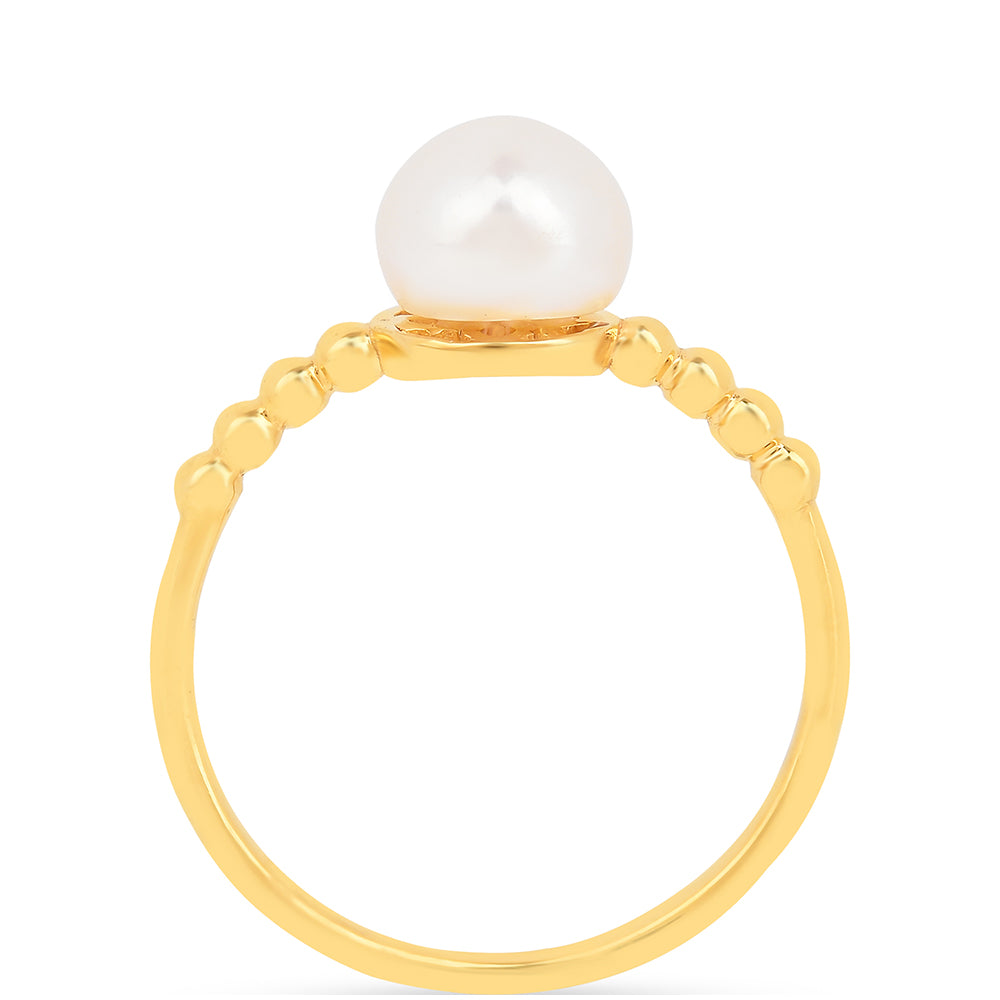 Inel din Argint 925 Placat cu Aur ( 1.32 grame ) cu Perlă de Apă Dulce Crem 2.51 Carate 3 