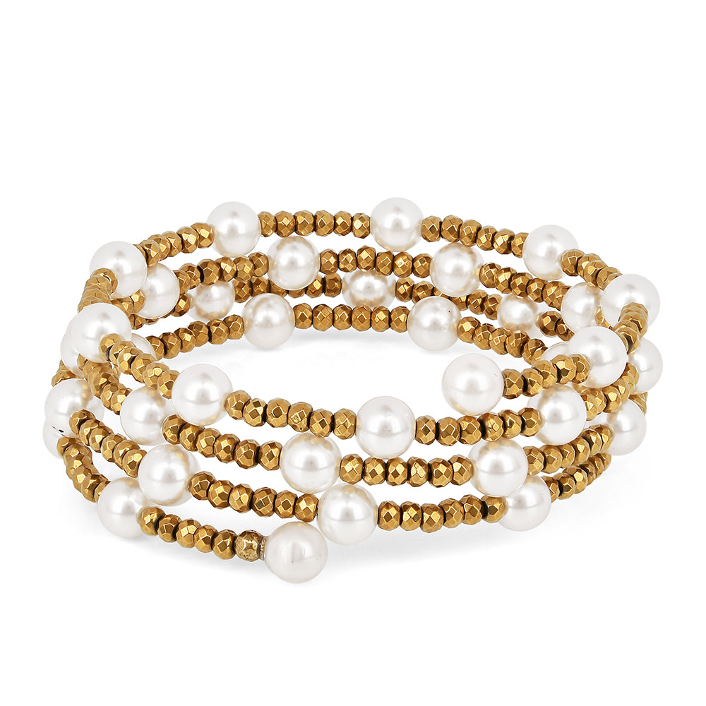 Brățară din Argint 925 Placat cu Aur ( 1.15 grame ) cu Perlă de Apă Dulce Crem 110.25 Carate 1 