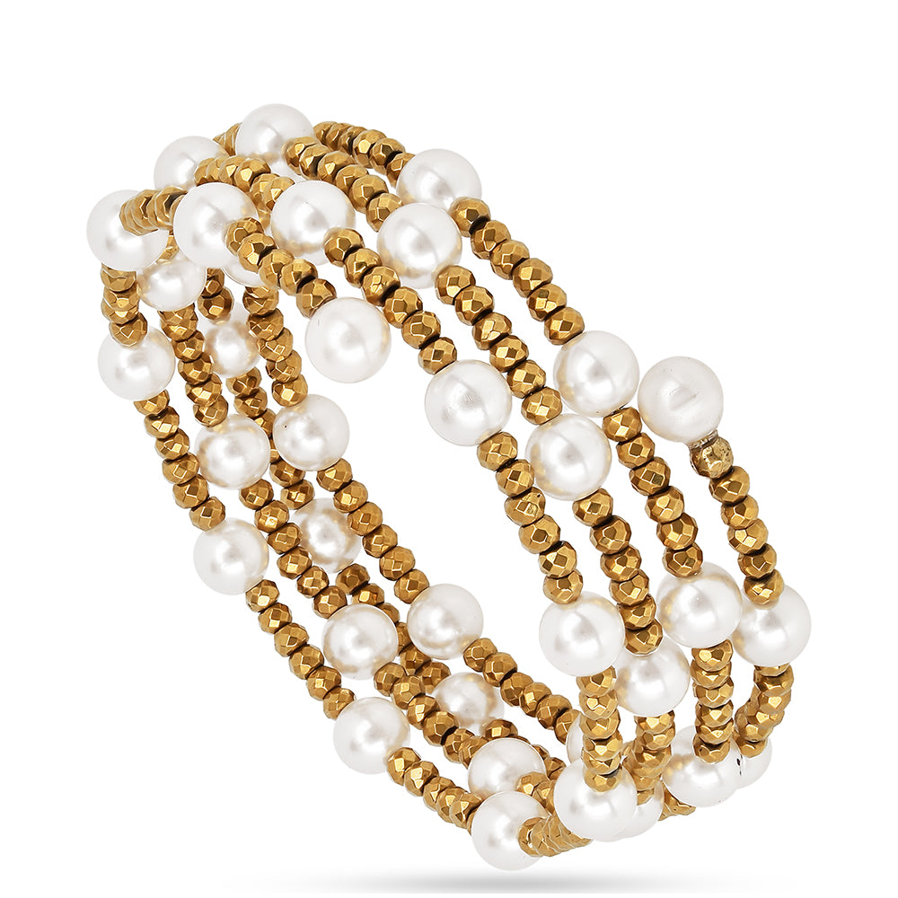 Brățară din Argint 925 Placat cu Aur ( 1.15 grame ) cu Perlă de Apă Dulce Crem 110.25 Carate 2 