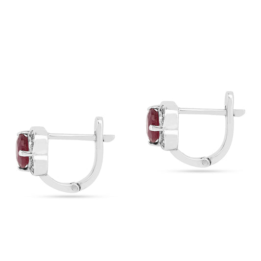 Cercei din Argint 925 ( 2.2 grame ) cu Rubin Thailandez și Zircon Alb 1.78 Carate