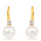 Cercei din Argint 925 Placat cu Aur ( 1.11 grame ) cu Perlă de Apă Dulce Crem și Zircon Alb 3.77 Carate