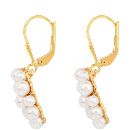 Cercei din Argint 925 Placat cu Aur ( 3.44 grame ) cu Perlă de Apă Dulce Crem 15.18 Carate