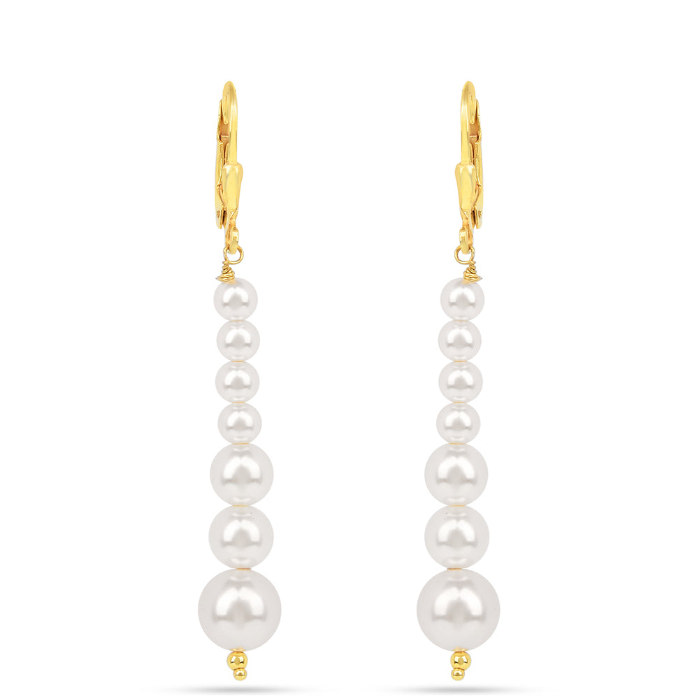 Cercei din Argint 925 Placat cu Aur ( 1.05 grame ) cu Perlă de Apă Dulce Crem 15.92 Carate