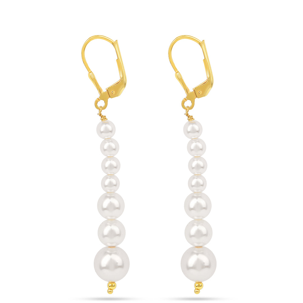 Cercei din Argint 925 Placat cu Aur ( 1.05 grame ) cu Perlă de Apă Dulce Crem 15.92 Carate