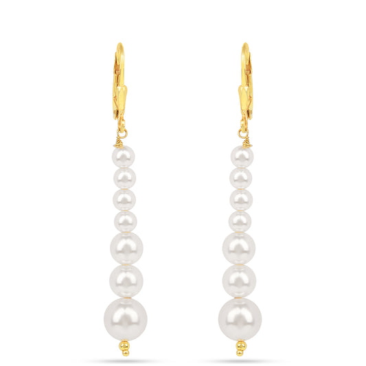 Cercei din Argint 925 Placat cu Aur ( 1.05 grame ) cu Perlă de Apă Dulce Crem 15.92 Carate