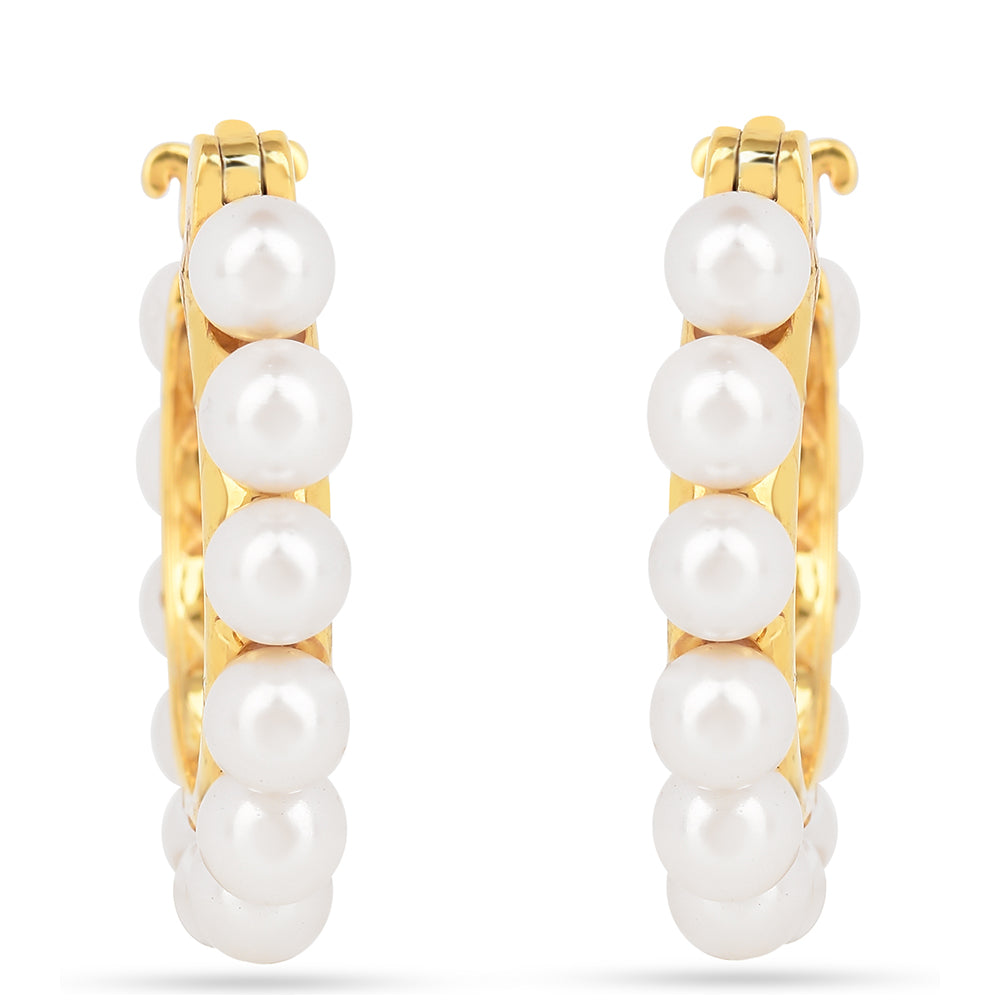 Cercei din Argint 925 Placat cu Aur ( 3.12 grame ) cu Perlă de Apă Dulce Crem 11.93 Carate