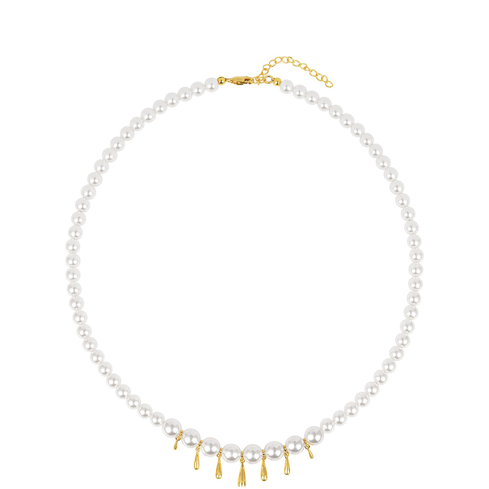 Colier din Argint 925 Placat cu Aur ( 4.47 grame ) cu Perlă de Apă Dulce Crem 117.62 Carate 1 