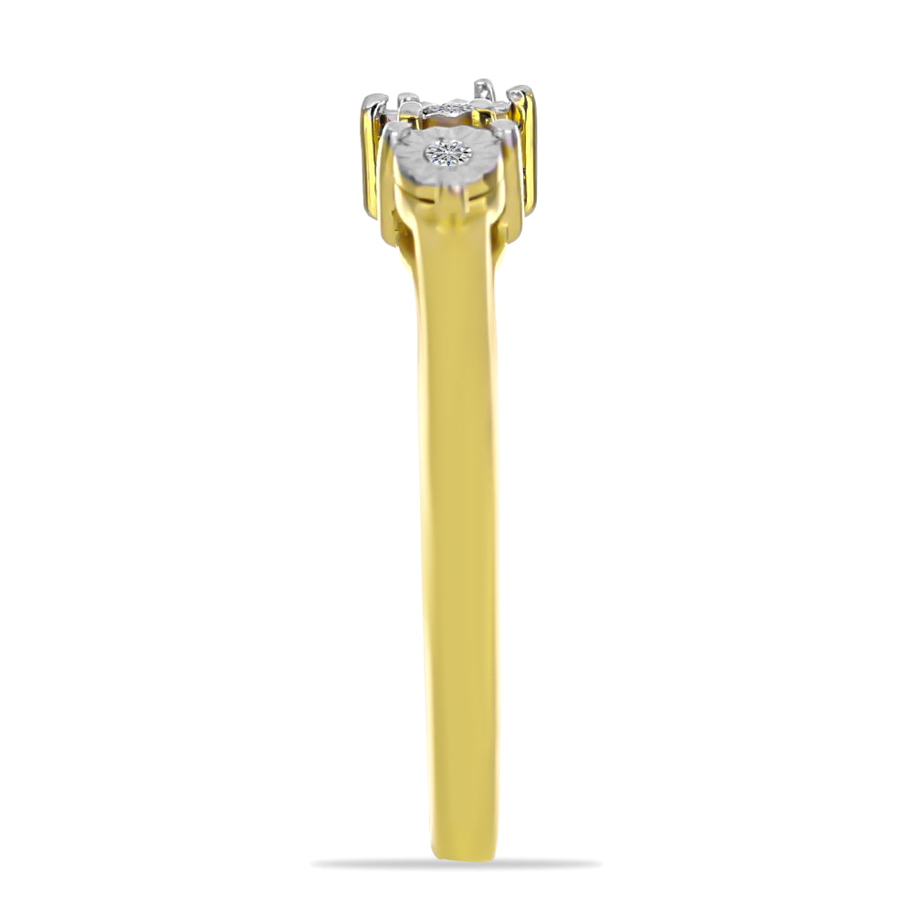 Inel din Argint 925 Placat cu Aur ( 2.1 grame ) cu Diamant Alb 0.02 Carate 4 