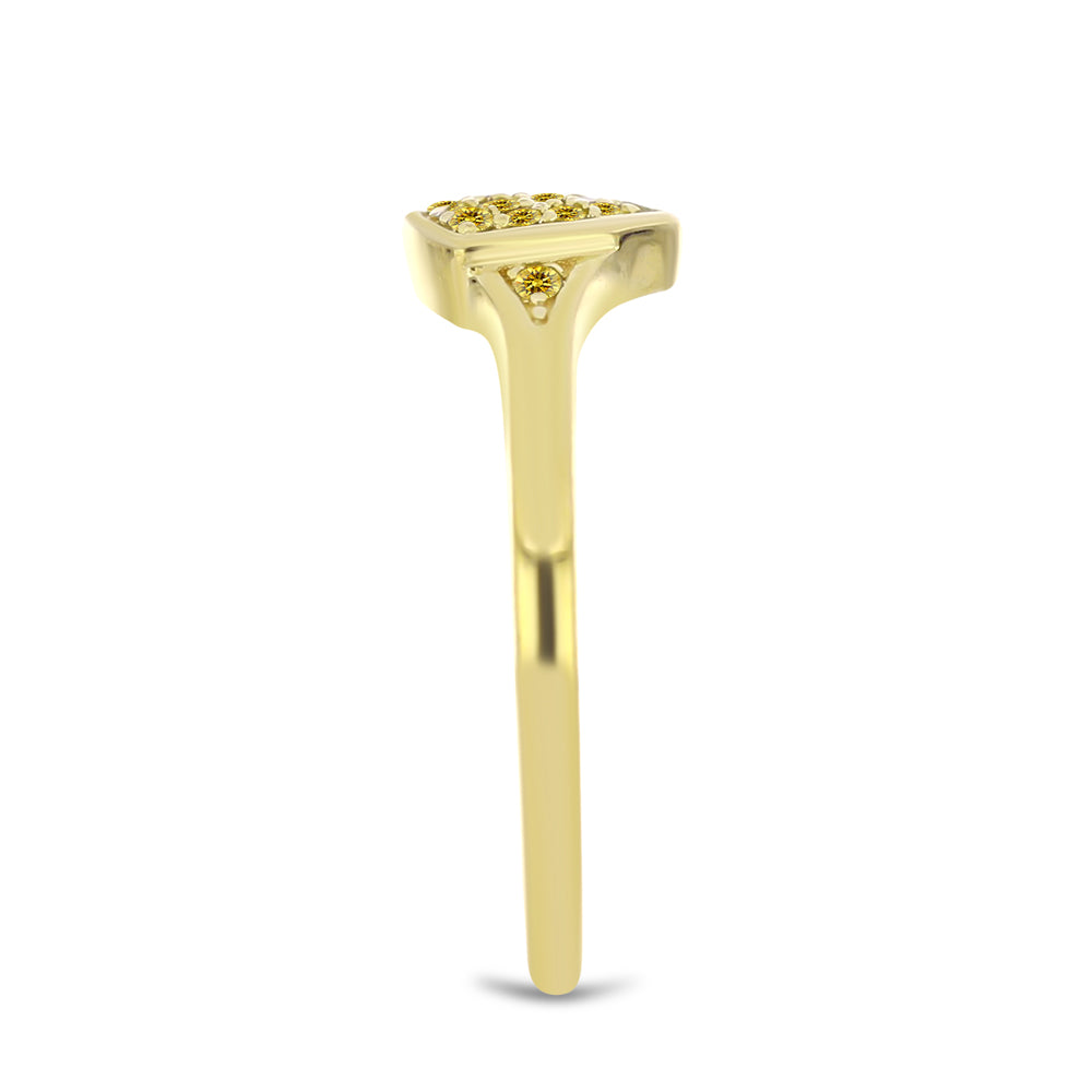Inel din Argint 925 Placat cu Aur ( 1.62 grame ) cu Diamant Galben 0.12 Carate 4 