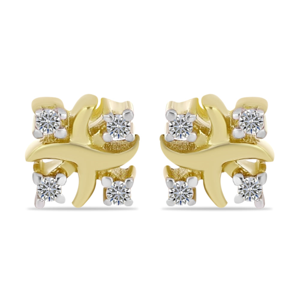 Cercei din Argint 925 Placat cu Aur ( 1.02 grame ) cu Diamant Alb 0.06 Carate 1 
