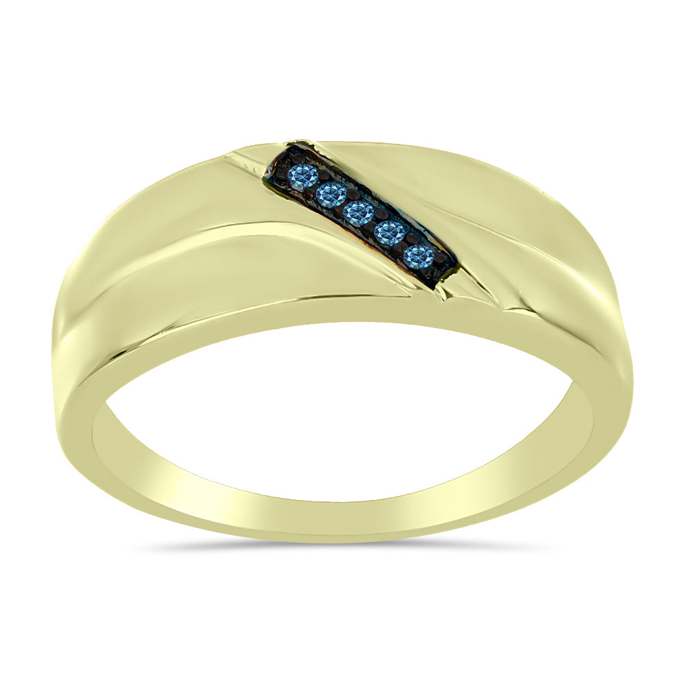 Inel din Argint 925 Placat cu Aur ( 3.95 grame ) cu Diamant Albastru 0.06 Carate 3 