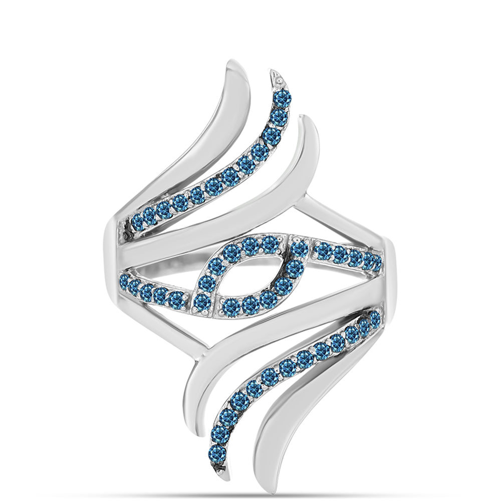 Inel din Argint 925 ( 5.38 grame ) cu Diamant Albastru 0.38 Carate 5 