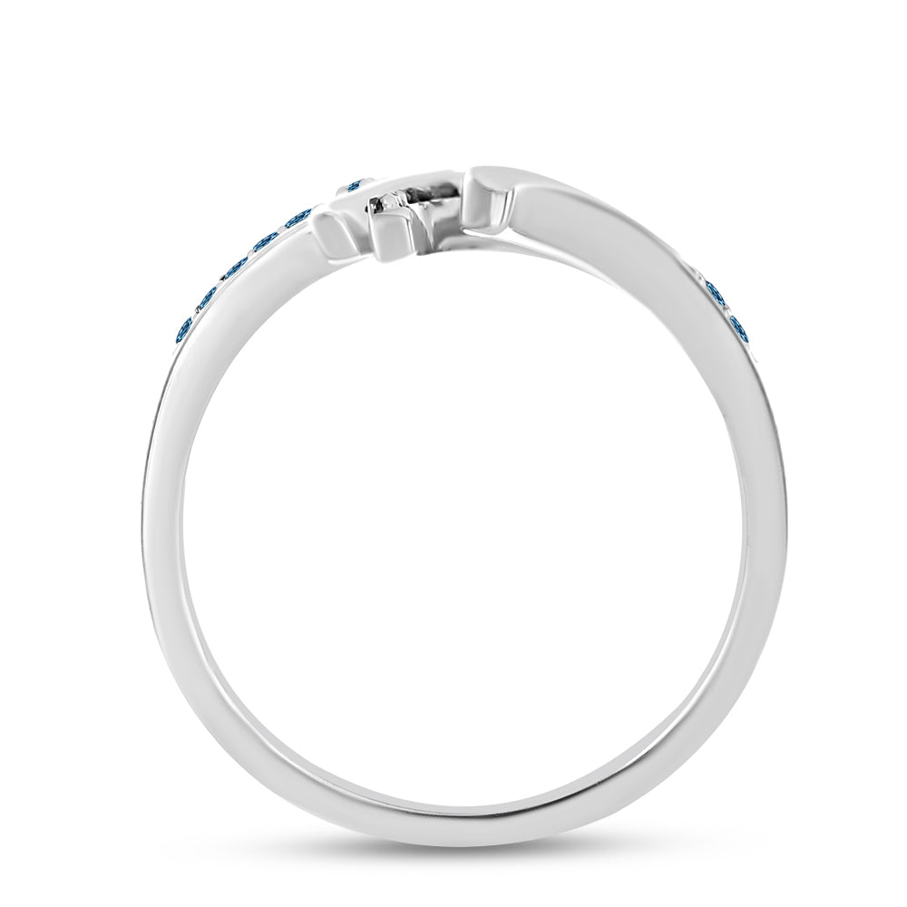 Inel din Argint 925 ( 5.38 grame ) cu Diamant Albastru 0.38 Carate 2 
