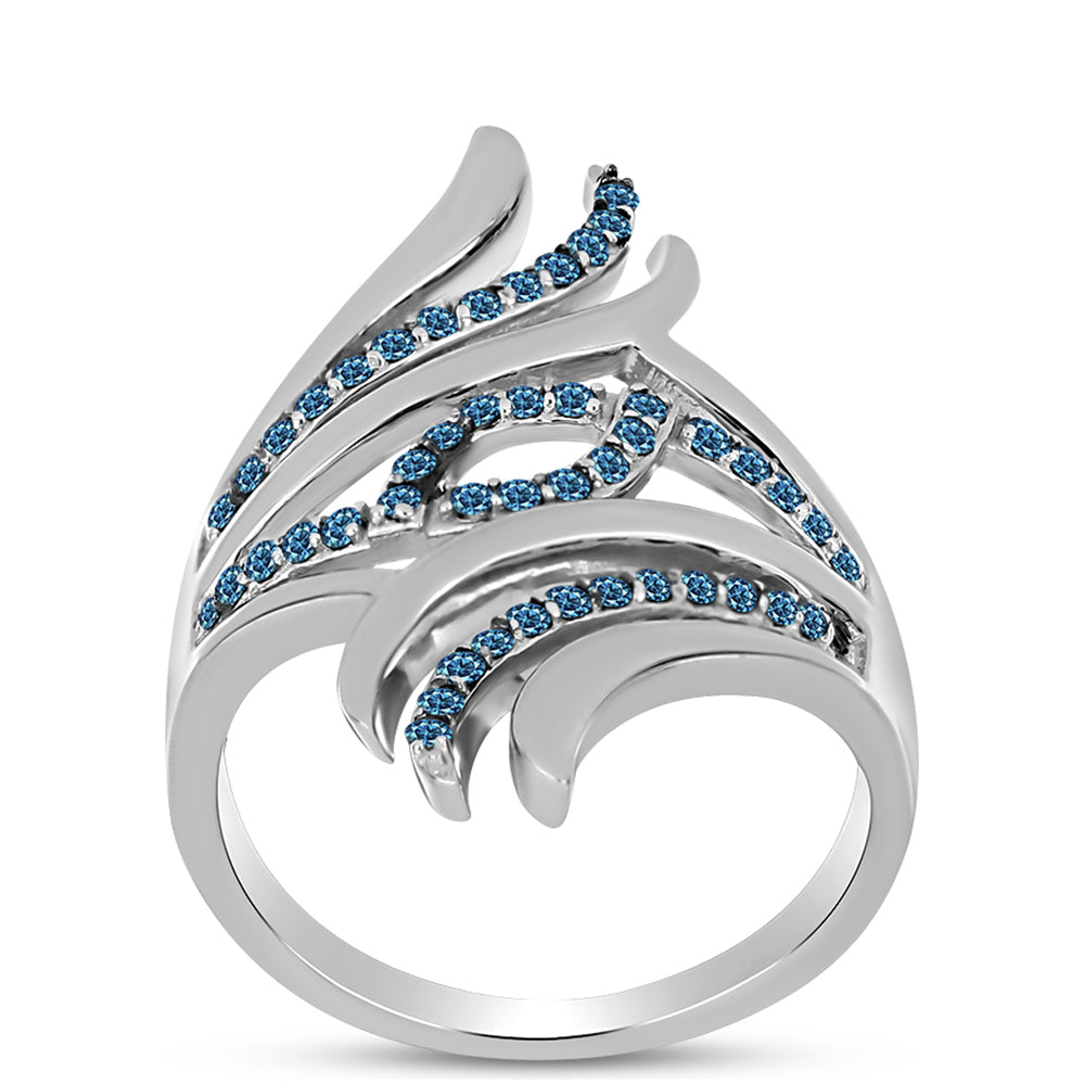 Inel din Argint 925 ( 5.38 grame ) cu Diamant Albastru 0.38 Carate 7 
