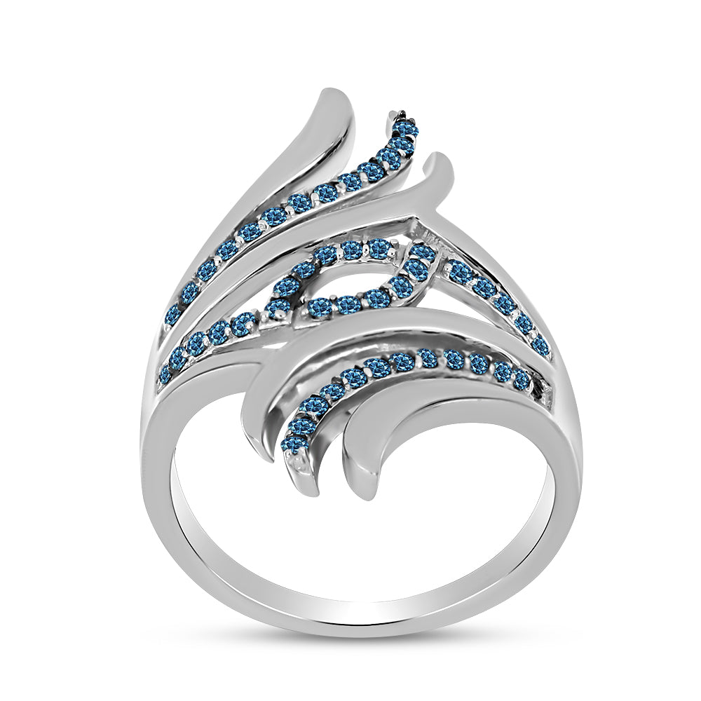 Inel din Argint 925 ( 5.38 grame ) cu Diamant Albastru 0.38 Carate 3 