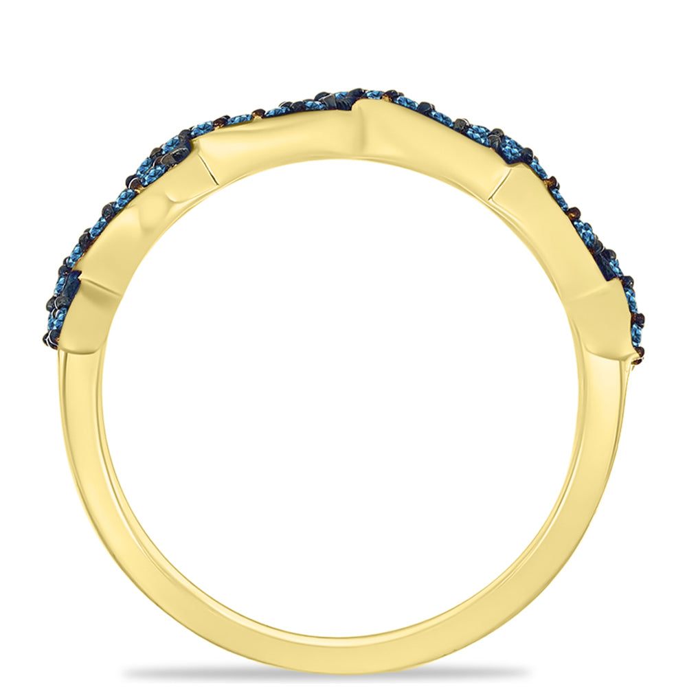 Inel din Argint 925 Placat cu Aur ( 1.97 grame ) cu Diamant Albastru 0.3 Carate 6 