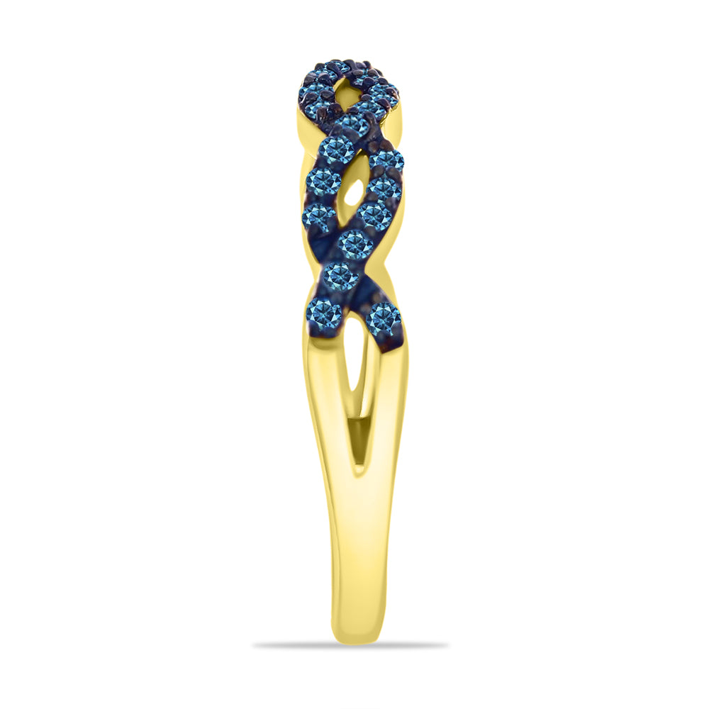 Inel din Argint 925 Placat cu Aur ( 1.97 grame ) cu Diamant Albastru 0.3 Carate 4 
