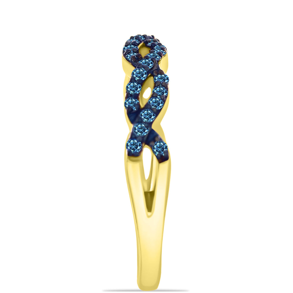Inel din Argint 925 Placat cu Aur ( 1.97 grame ) cu Diamant Albastru 0.3 Carate 8 