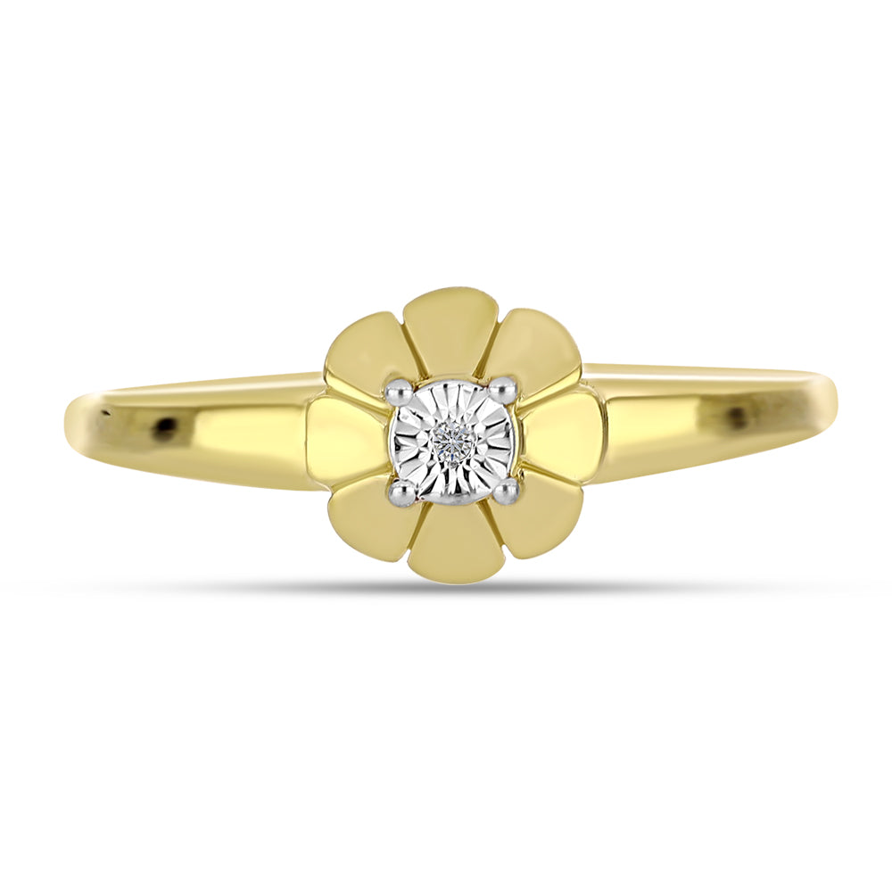 Inel din Argint 925 Placat cu Aur ( 3.14 grame ) cu Diamant Alb 0.01 Carate 1 