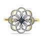 Inel din Argint 925 Placat cu Aur ( 3.41 grame ) cu Diamant Verde și Diamant Alb 0.09 Carate