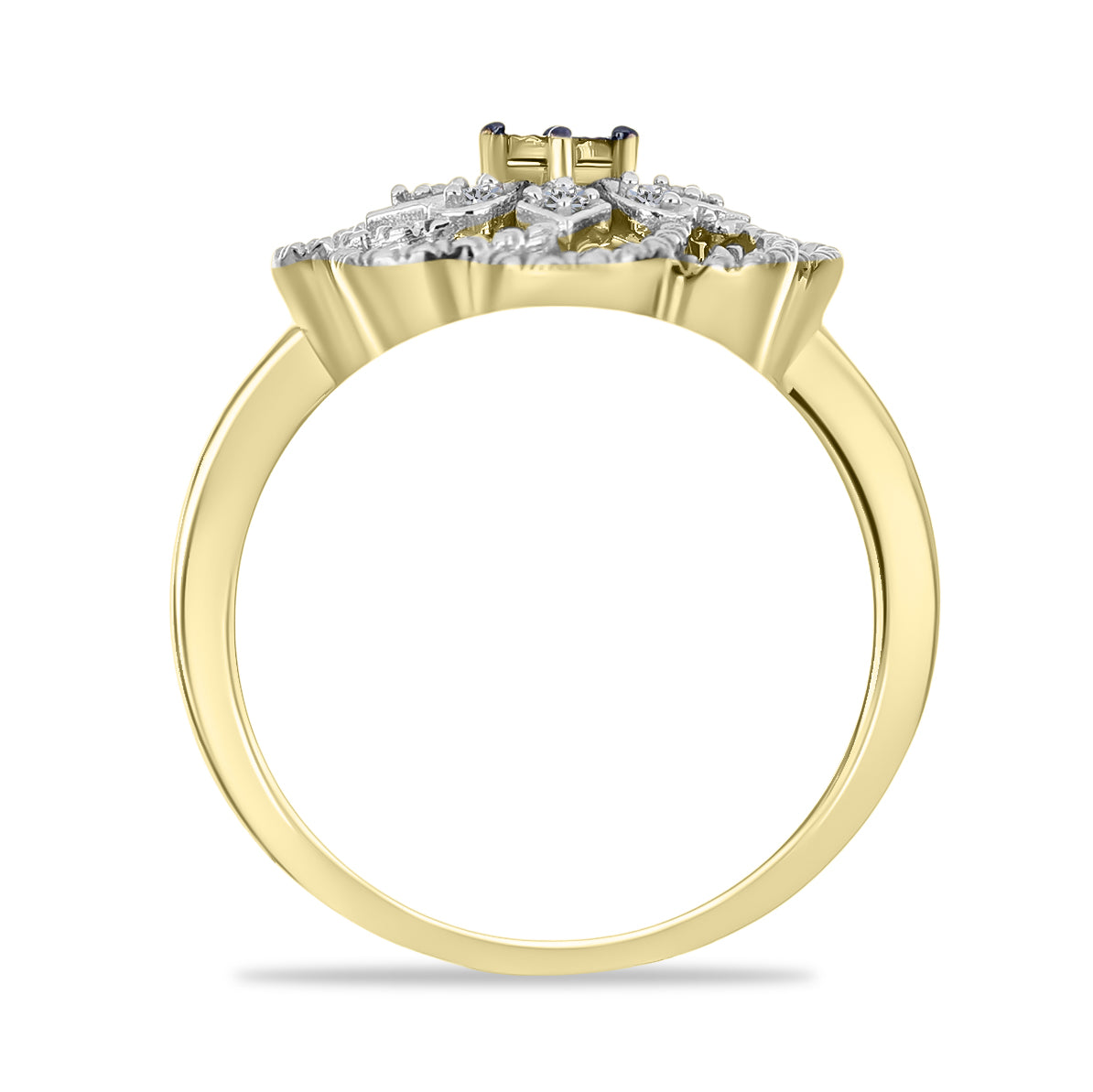 Inel din Argint 925 Placat cu Aur ( 3.41 grame ) cu Diamant Verde și Diamant Alb 0.09 Carate 2 