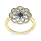 Inel din Argint 925 Placat cu Aur ( 3.41 grame ) cu Diamant Verde și Diamant Alb 0.09 Carate