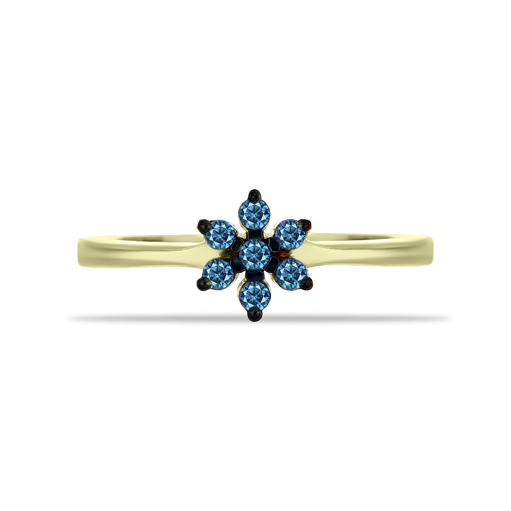 Inel din Argint 925 Placat cu Aur ( 2.12 grame ) cu Diamant Albastru 0.18 Carate