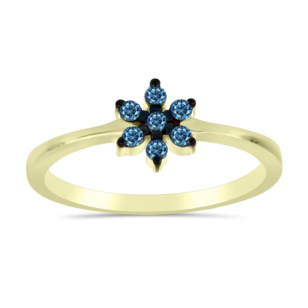 Inel din Argint 925 Placat cu Aur ( 2.12 grame ) cu Diamant Albastru 0.18 Carate