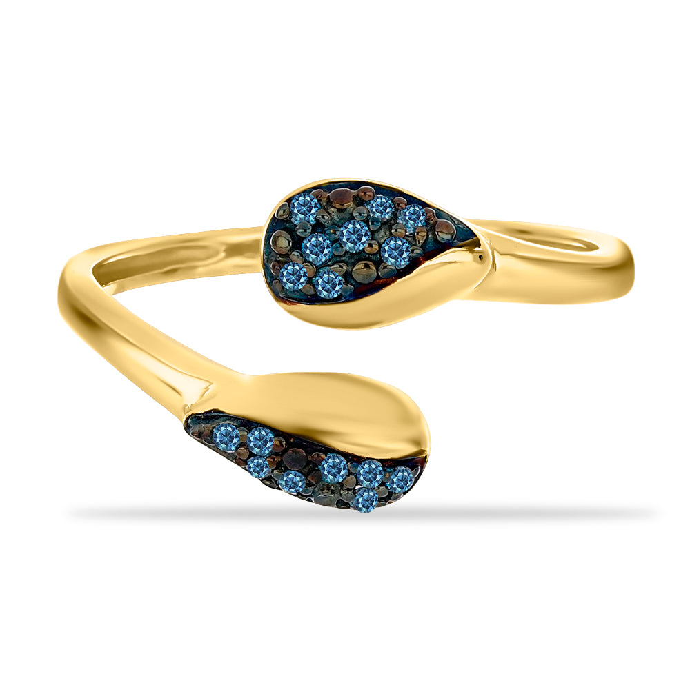 Inel din Argint 925 Placat cu Aur ( 2.28 grame ) cu Diamant Albastru 0.13 Carate