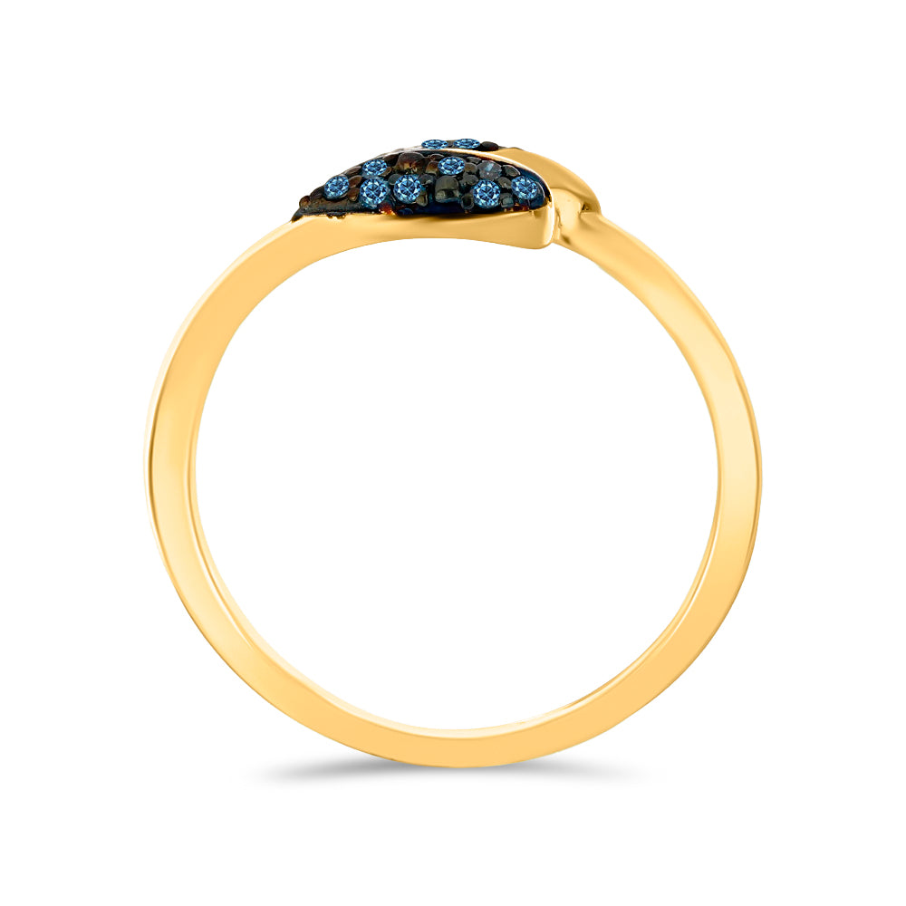 Inel din Argint 925 Placat cu Aur ( 2.28 grame ) cu Diamant Albastru 0.13 Carate 2 