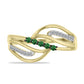 Inel din Argint 925 Placat cu Aur ( 3.14 grame ) cu Diamant Verde și Diamant Alb 0.24 Carate