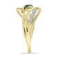 Inel din Argint 925 Placat cu Aur ( 3.14 grame ) cu Diamant Verde și Diamant Alb 0.24 Carate