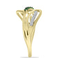 Inel din Argint 925 Placat cu Aur ( 3.14 grame ) cu Diamant Verde și Diamant Alb 0.24 Carate