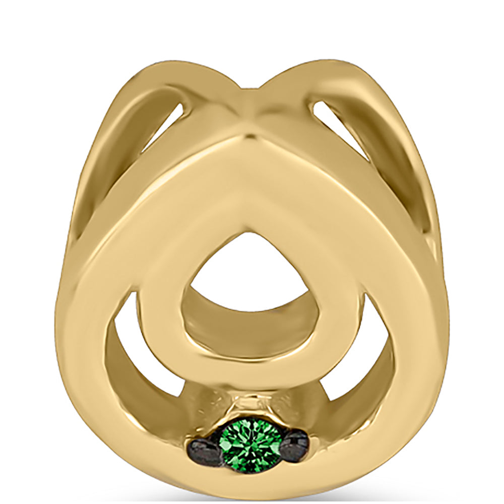 Pandantiv din Argint 925 Placat cu Aur ( 0.61 grame ) cu Diamant Verde 0.01 Carate